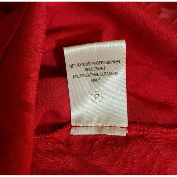 Katherine Barclay Montreal Womens Sheer Blouse Red Long Sleeve Split Neck Size M - Picture 7 of 8